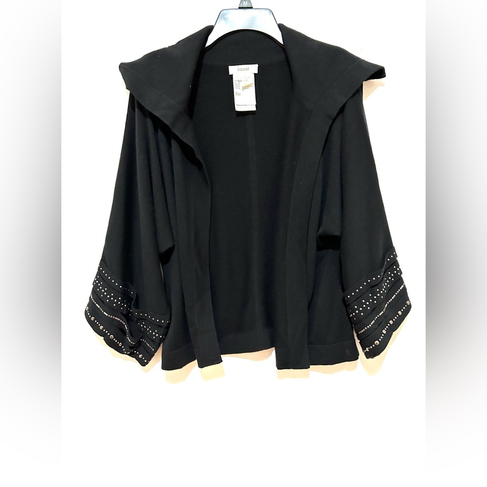 Vintage LAUREL Open Front Sweater with Studded wide cuff sleeves.